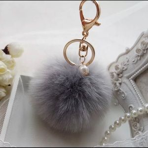❤️ Grey Pom Pom ❤️ Purse Charm / Keychain